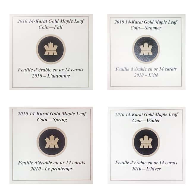 2010 Canada Maple Leaf 48 gram 14 Karat Gold Proof 4-Coin Set (w/Box & COA)