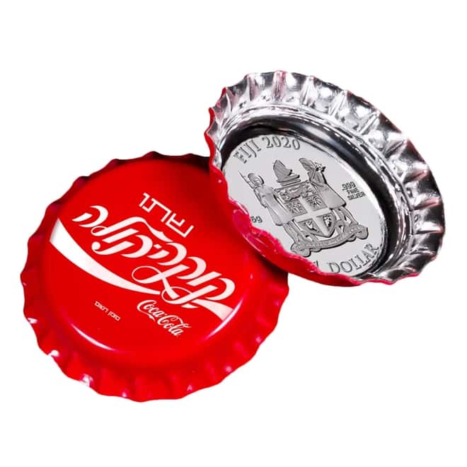 2020 6 gram Fiji Coca-Cola Israel Bottle Cap $1 Proof Silver Coin .999 Fine (w/Box & COA)