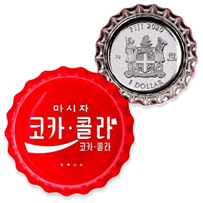 2020 6 gram Fiji Coca-Cola Korea Bottle Cap $1 Proof Silver Coin .999 Fine (w/Box & COA)