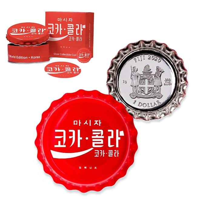2020 6 gram Fiji Coca-Cola Korea Bottle Cap $1 Proof Silver Coin .999 Fine (w/Box & COA)
