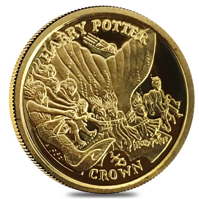 2005 0.16 oz Isle of Man 1/25 Crown Harry Potter Proof Gold 4-Coin Set (w/Box & COA)