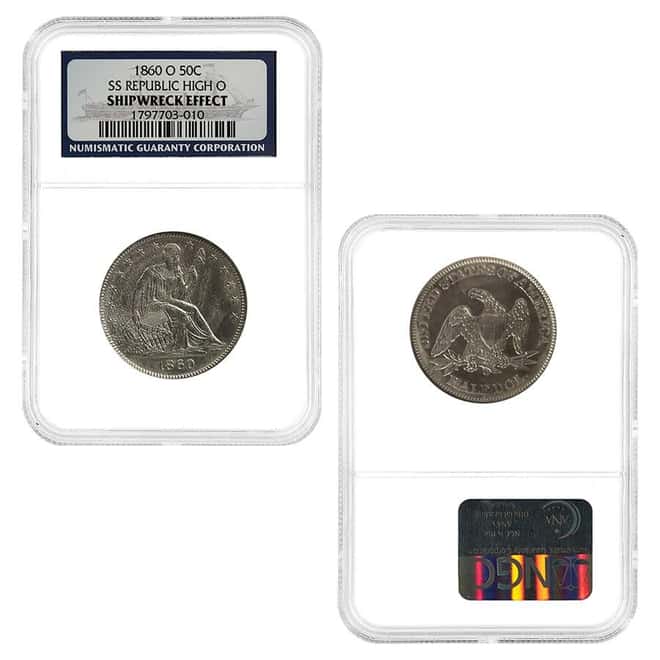 1860-1861 O Seated Liberty Silver Half Dollar SS Republic 3-Coin Set NGC Shipwreck