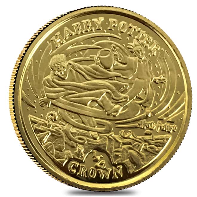 2005 0.16 oz Isle of Man 1/25 Crown Harry Potter Proof Gold 4-Coin Set (w/Box & COA)