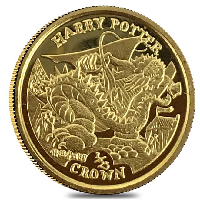 2005 0.16 oz Isle of Man 1/25 Crown Harry Potter Proof Gold 4-Coin Set (w/Box & COA)