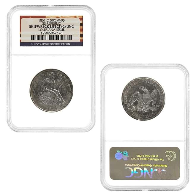 1860-1861 O Seated Liberty Silver Half Dollar SS Republic 3-Coin Set NGC Shipwreck
