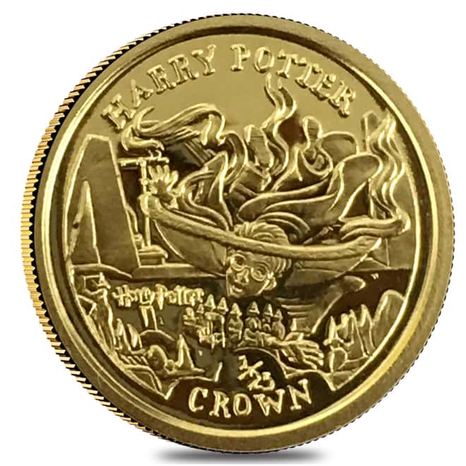 2005 0.16 oz Isle of Man 1/25 Crown Harry Potter Proof Gold 4-Coin Set (w/Box & COA)