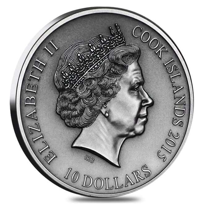 2015 2 oz Cook Islands Silver Norse Gods Hel Ultra High Relief NGC MS 70 Antiqued w/COA