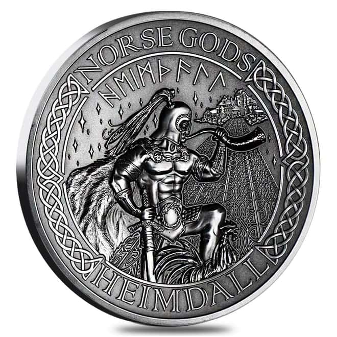 2016 2 oz Cook Islands Silver Norse Gods Heimdall Ultra High Relief NGC MS 69 Antiqued First Releases w/COA