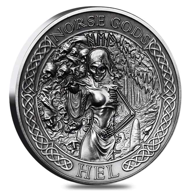 2015 2 oz Cook Islands Silver Norse Gods Hel Ultra High Relief NGC MS 69 Antiqued w/COA