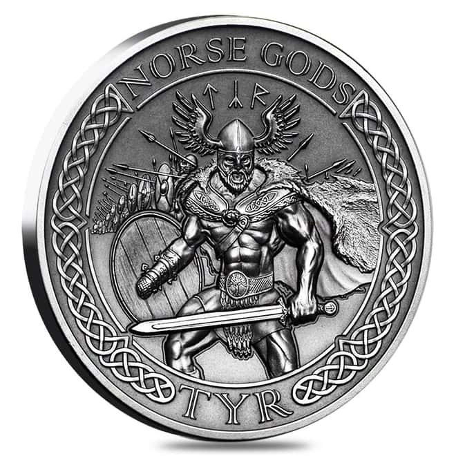 2015 2 oz Cook Islands Silver Norse Gods Tyr Ultra High Relief NGC MS 69 Antiqued w/COA