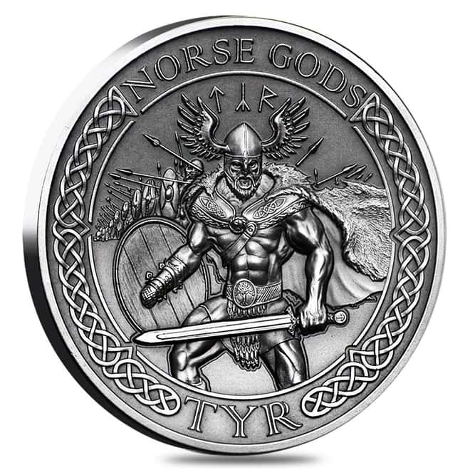 2015 2 oz Cook Islands Silver Norse Gods Tyr Ultra High Relief NGC MS 70 Antiqued w/COA