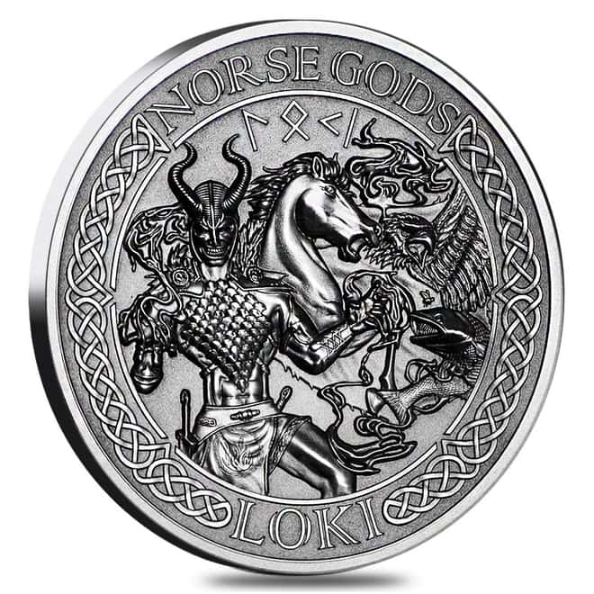 2016 2 oz Cook Islands Silver Norse Gods Loki Ultra High Relief NGC MS 69 Antiqued First Releases w/COA