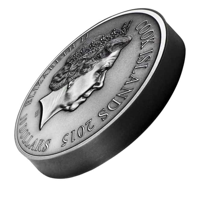 2015 2 oz Cook Islands Silver Norse Gods Tyr Ultra High Relief NGC MS 70 Antiqued w/COA