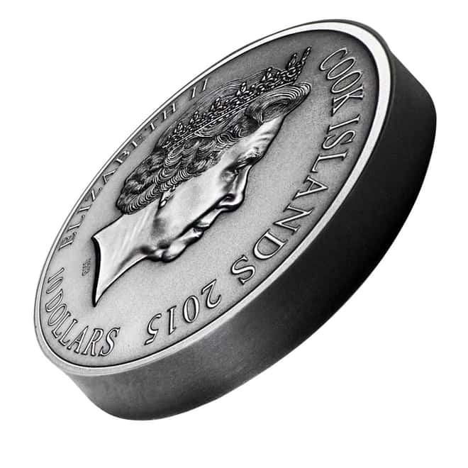 2015 2 oz Cook Islands Silver Norse Gods Hel Ultra High Relief NGC MS 70 Antiqued w/COA