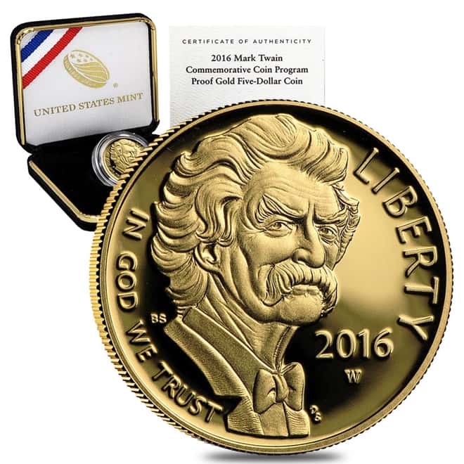 2016-W Gold $5 Commemorative Mark Twain Proof (w/Box & COA)