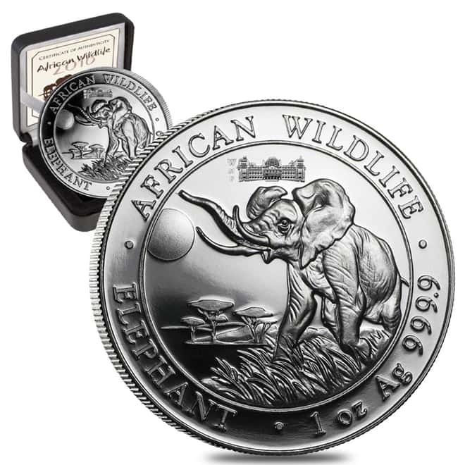 2016 Somalia 1 oz Silver African Elephant Berlin WMF Privy Mark Prooflike (W/Box & COA) 