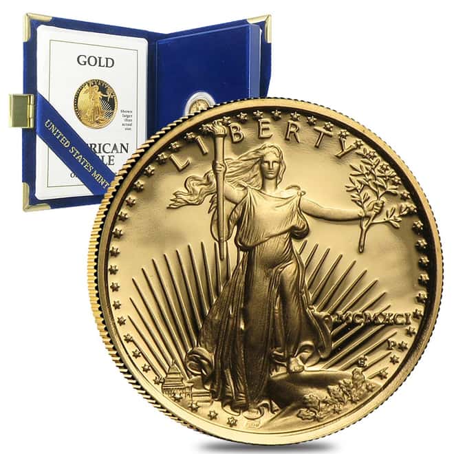 1991-P 1/10 oz $5 Proof Gold American Eagle (w/Box & COA)  