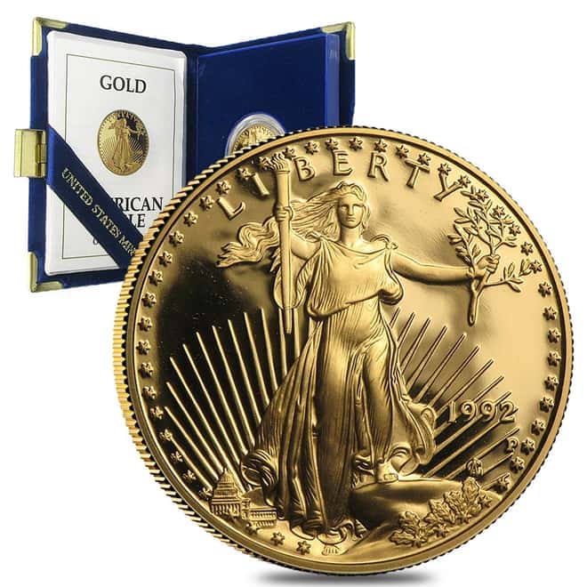 1992-P 1/2 oz Proof Gold American Eagle (w/Box & COA)