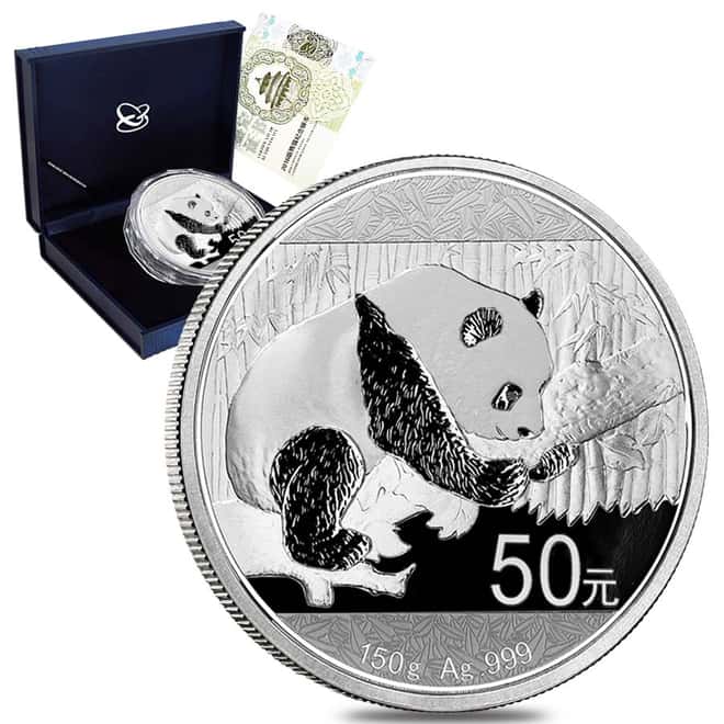 2016 150 gram Chinese Silver Panda 50 Yuan .999 Fine Proof (w/Box & COA)