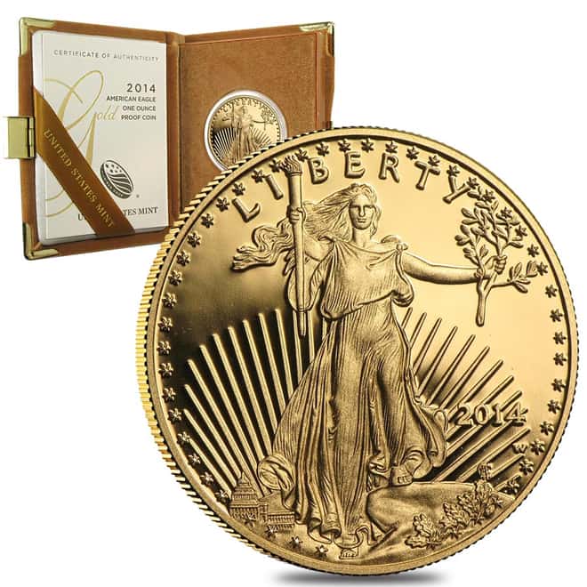 2014-W 1 oz $50 Proof Gold American Eagle (w/Box & COA)