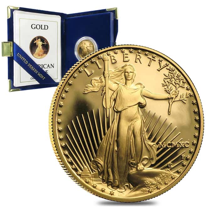 1990-P 1/2 oz $25 Proof Gold American Eagle (w/Box & COA)