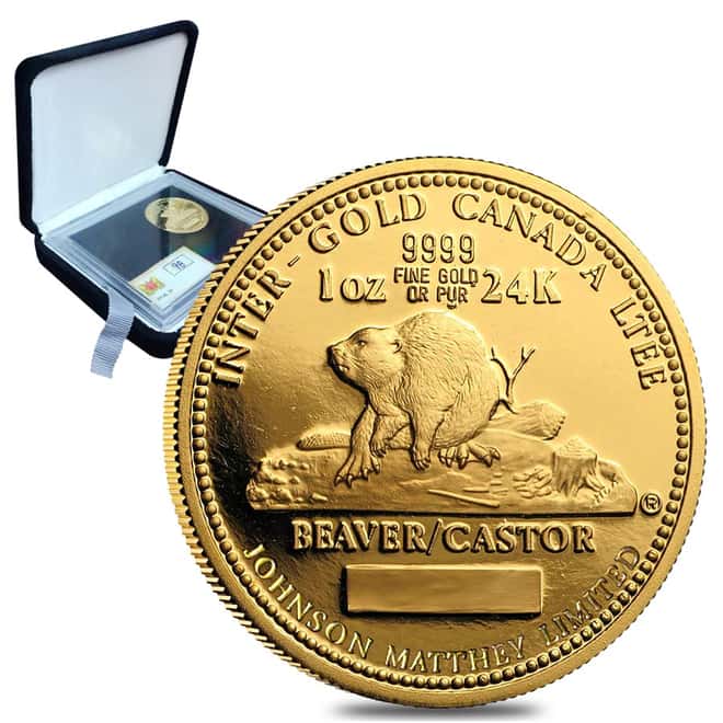 1980 Canada 1 oz Gold Round JM Edward VII Beaver/Castor (w/Box & COA)
