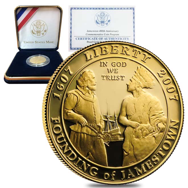 2007 W Gold $5 Proof Commemorative Jamestown (w/Box & COA)