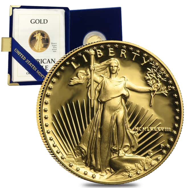 1988-P 1/4 oz $10 Proof Gold American Eagle (w/Box & COA)