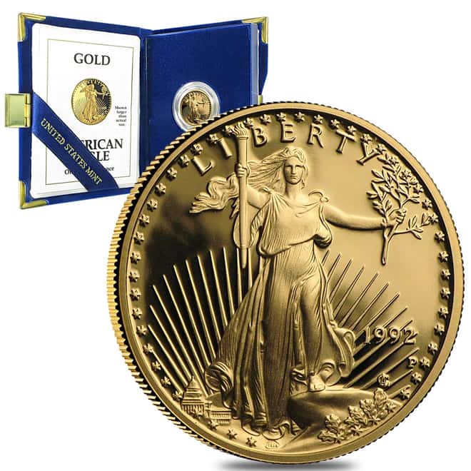 1992-P 1/4 oz Proof Gold American Eagle $10 Coin (w/Box & COA)
