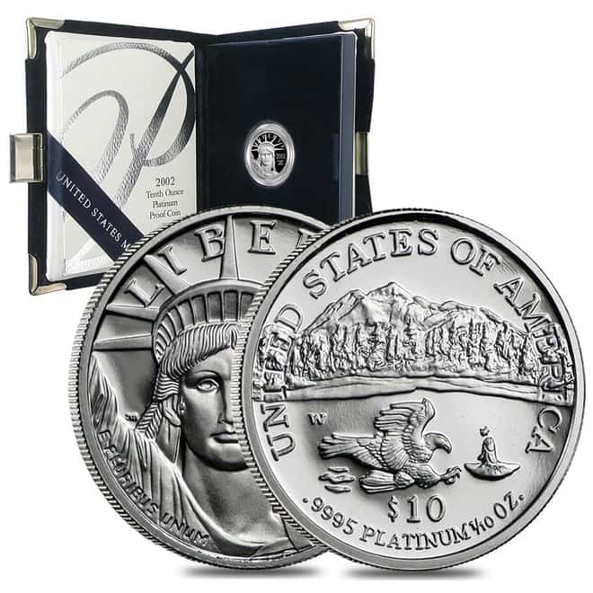 2002 W 1/10 oz Platinum Proof Eagle W/Box & COA 