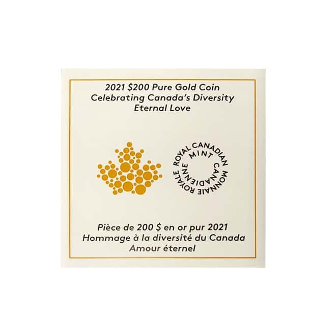 2021 Canada 1 oz Gold Eternal Love Canada's Diversity Coin .9999 Fine (w/Box & COA)