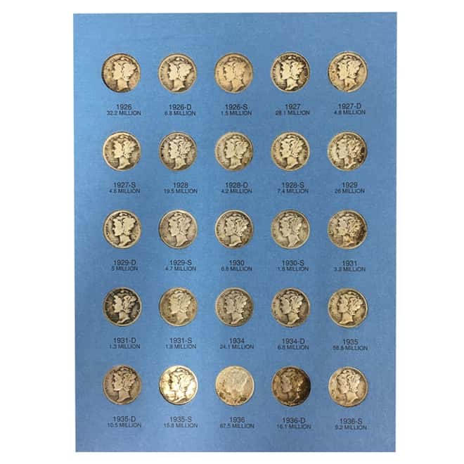 1916-1945 Complete Mercury Dime Set Album (w/1916-D NGC Fair 2)