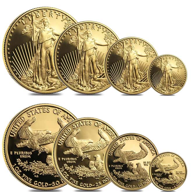 2016-W 4-Coin Proof Gold American Eagle Set (w/Box & COA)