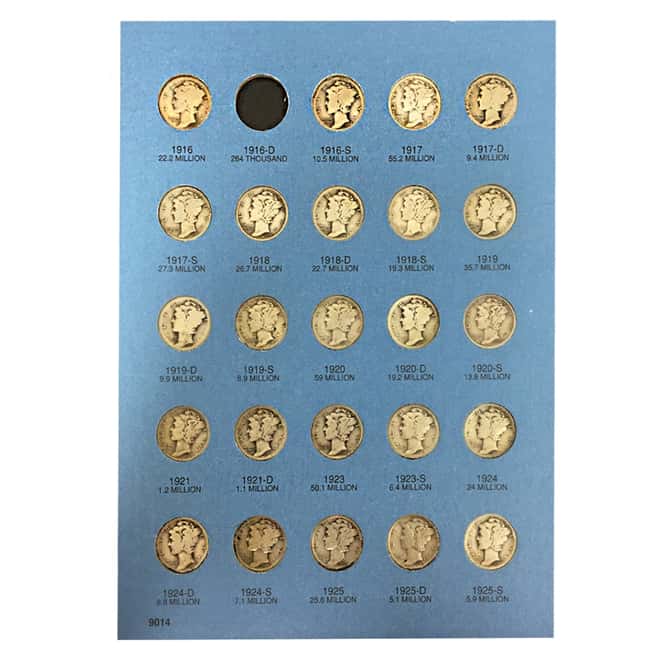 1916-1945 Complete Mercury Dime Set Album (w/1916-D NGC Fair 2)