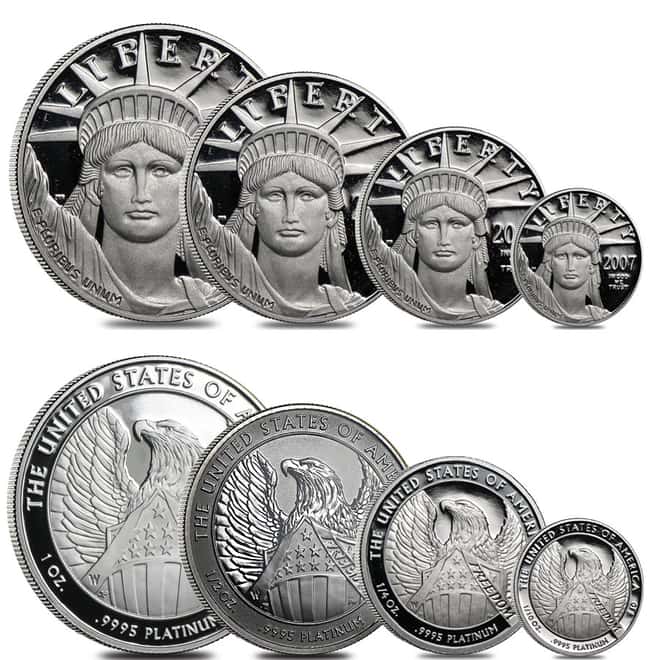 2007-W Platinum 1.85 oz Proof American Eagle 4-coin set (W/Box & COA)