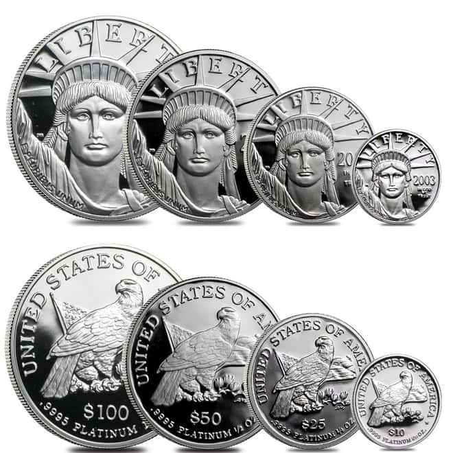 2003-W Platinum 1.85 oz Proof American Eagle 4-coin set (W/Box & COA)
