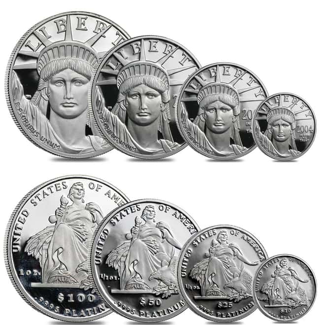 2004-W Platinum 1.85 oz Proof American Eagle 4-coin set (W/Box & COA)