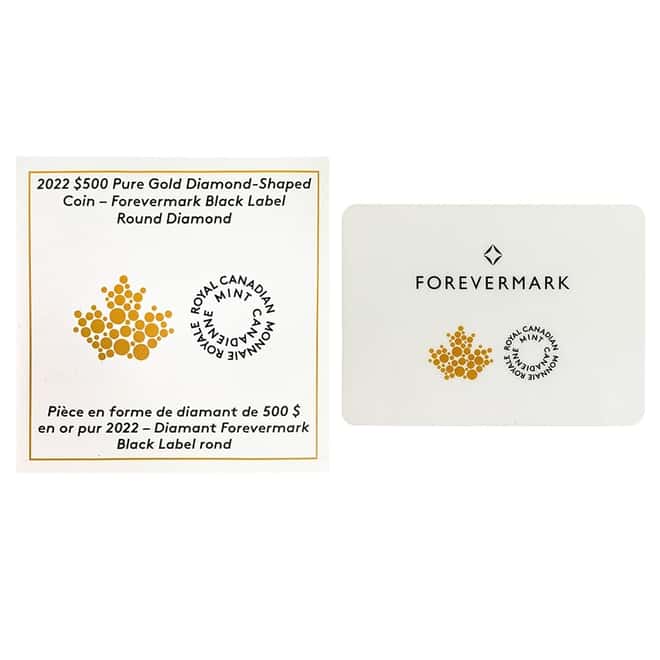 2022 Canada 167.56 gram Gold Diamond Shaped Coin - Forevermark Black Label Round Diamond .9999 Fine (w/Box & COA)