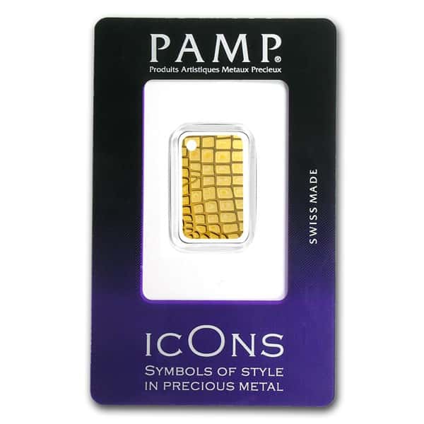 Crocodile Skin - 5 gram PAMP Suisse Gold Ingot Pendant