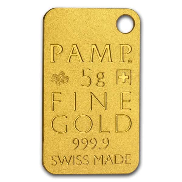 Crocodile Skin - 5 gram PAMP Suisse Gold Ingot Pendant