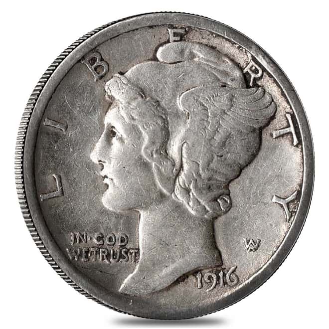 $5 Face Value Mercury Dimes 90% Silver 50-Coin Roll (Circulated)