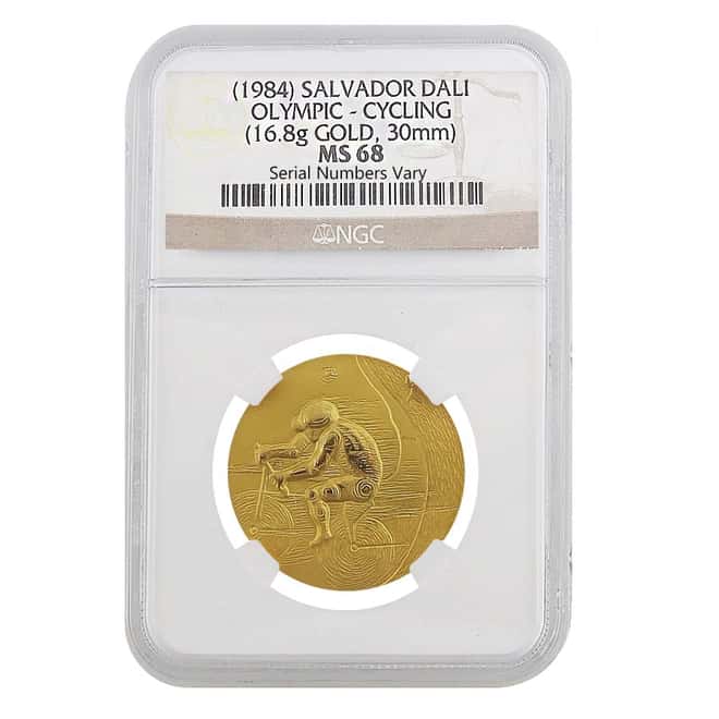 1984 Salvador Dali Olympic .900 Gold 0.49 oz (Cycling) NGC MS 68