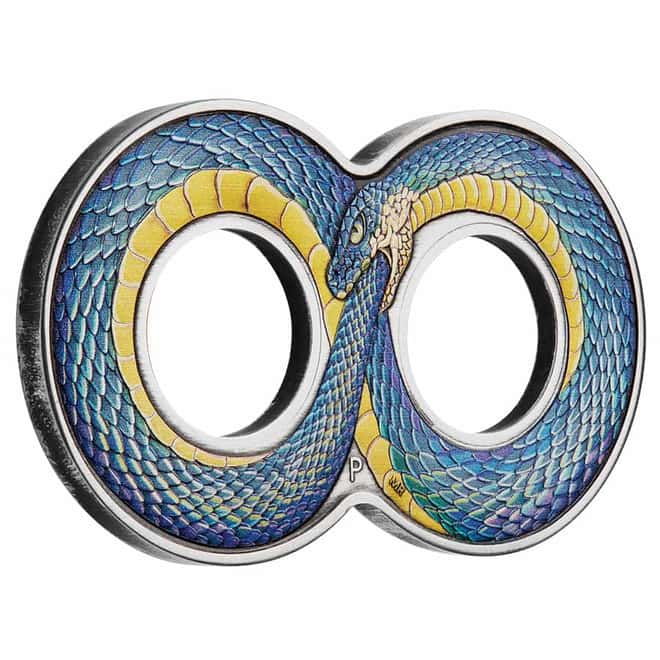 2022 2 oz Ouroboros Infinity Colorized Silver Coin Australian Perth Mint (w/Box & COA)