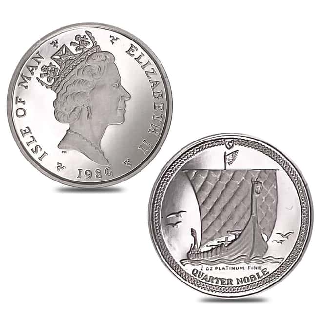 1986 Isle of Man 1.85 oz Proof Platinum Noble 4-Coin Set .9995 Fine (w/Box)