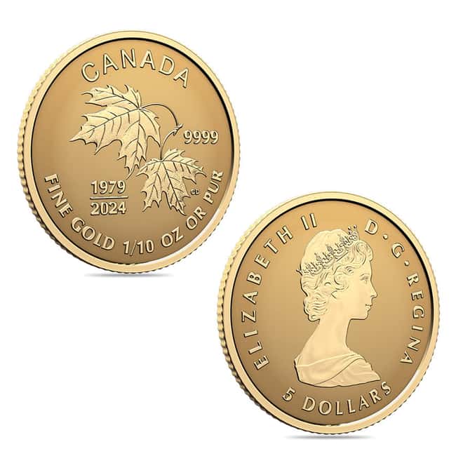 2024 Canada 1.4 oz Gold Maple Leaf 45th Ann. 4-Coin Set