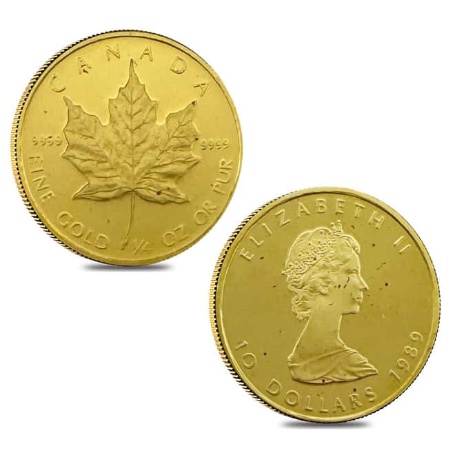 1989 1.85 oz Proof Canadian Gold Maple Leaf 10th Ann. 4-Coin Set
