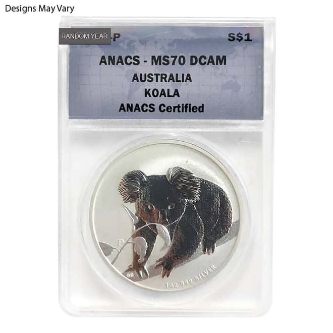 1 oz Silver Coin Random Mint ANACS MS/SP/PF 70 (Random Design/Year)