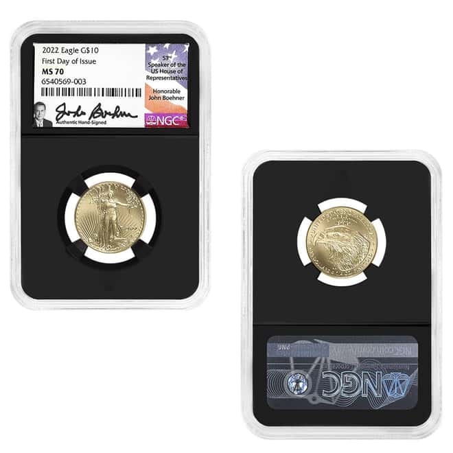 2022 1.85 oz Gold Eagle 4-Coin Set NGC MS 70 FD (Boehner Sign)