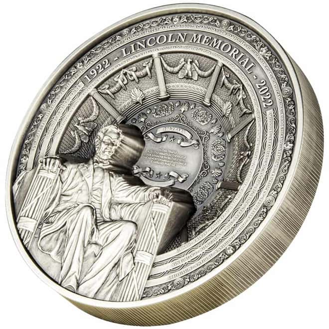2022 1 kilo Silver Lincoln Memorial Multilayered High Relief Coin Samoa .999 Fine (w/Box & COA)