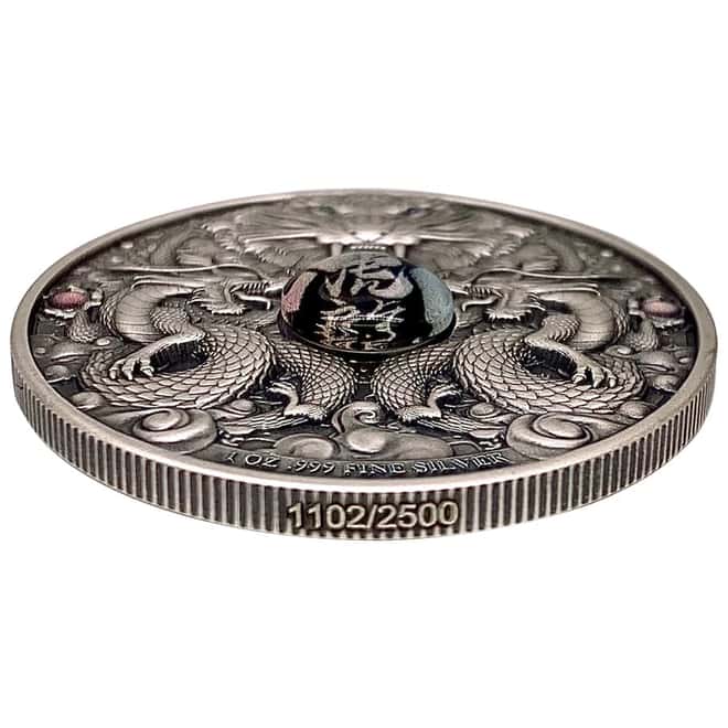 2022 Chad 1 oz Silver Dragon and Tiger High Relief Coin .999 Fine